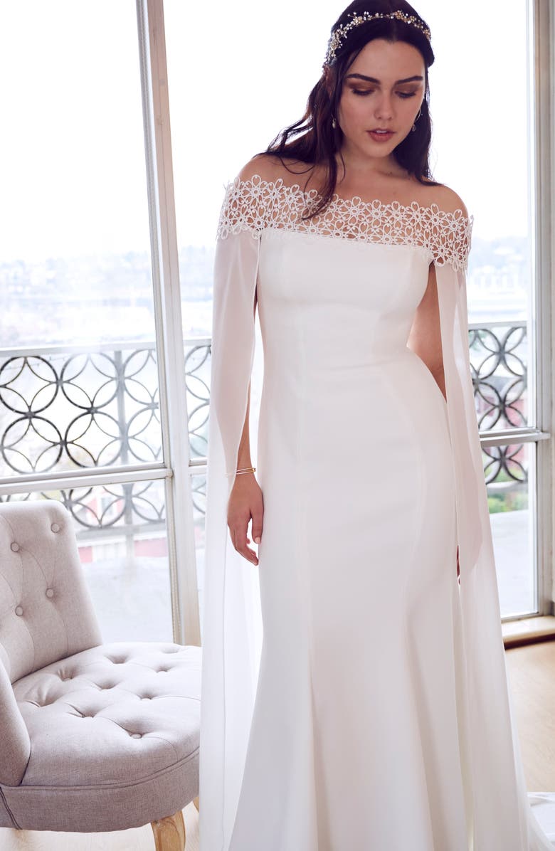 Ines by Ines Di Santo Danica Off the Shoulder Gown with Cape, Alternate, color, 