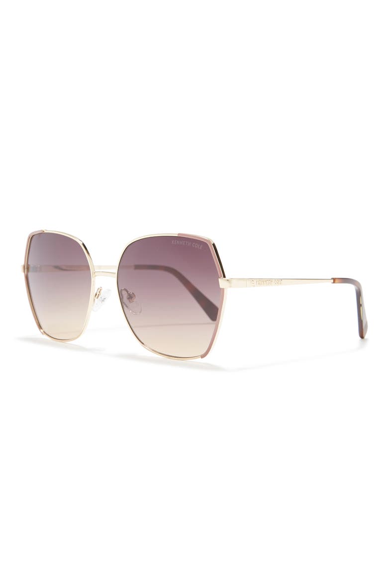 Geometric 60mm Sunglasses, Alternate, color, GOLD / GRADIENT BROWN