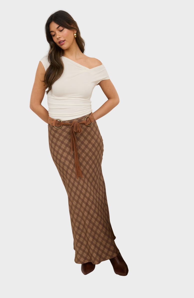 Blu Pepper Print Midi Skirt, Alternate, color, Brown Multi