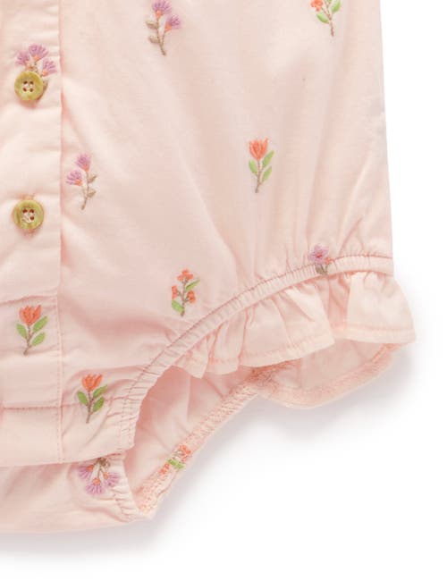 Purebaby Embroidered Bodysuit & Sunhat In Pink