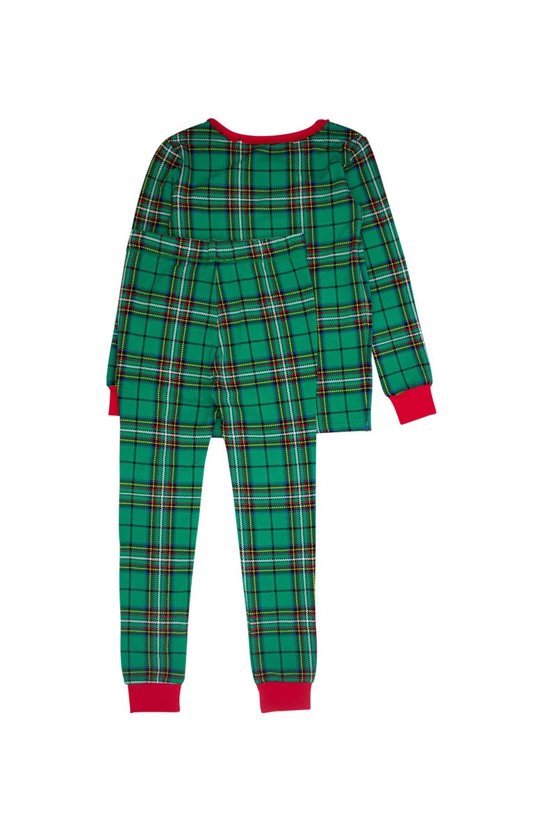RuffleButts Modal Blend Ruffle Long Sleeve Pajama Set, Alternate, color, Green Nicholas Plaid