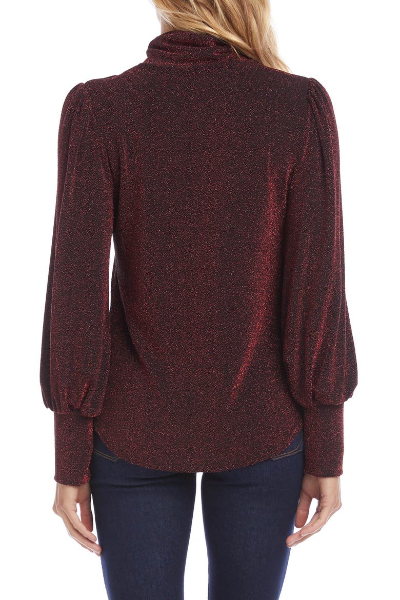 Shimmer Turtleneck Top, Alternate, color, RED