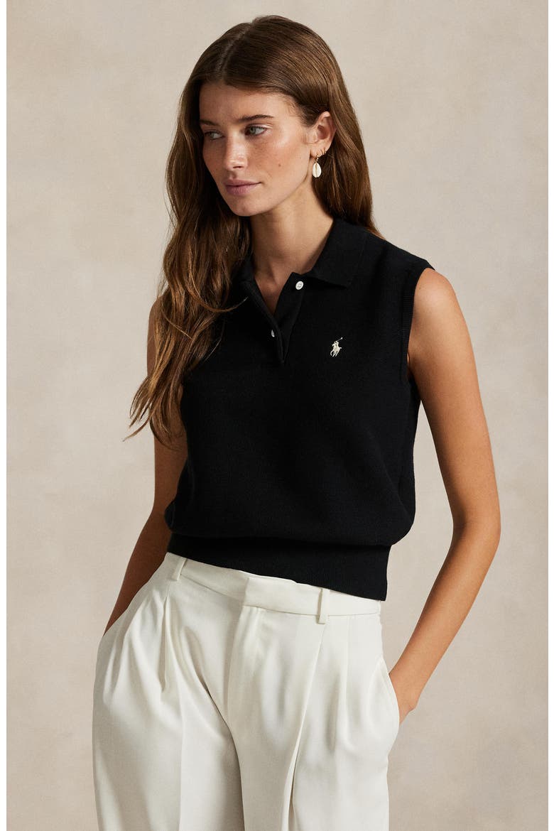 Polo Ralph Lauren Sleeveless Cotton Blend Piqué Polo Sweater