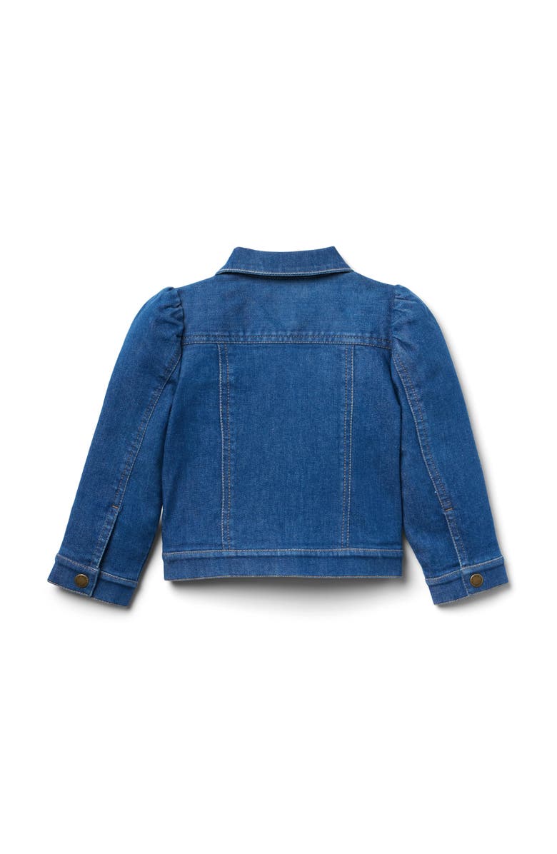 Janie and Jack Denim Puff Sleeve Jacket In Medium Wash, Alternate, color, Blue