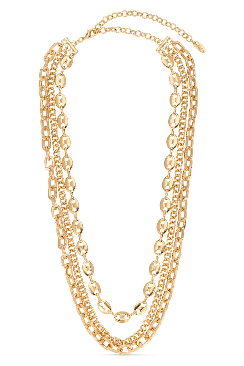 Triple Mixed Chain Necklace, Alternate, color, GOLD
