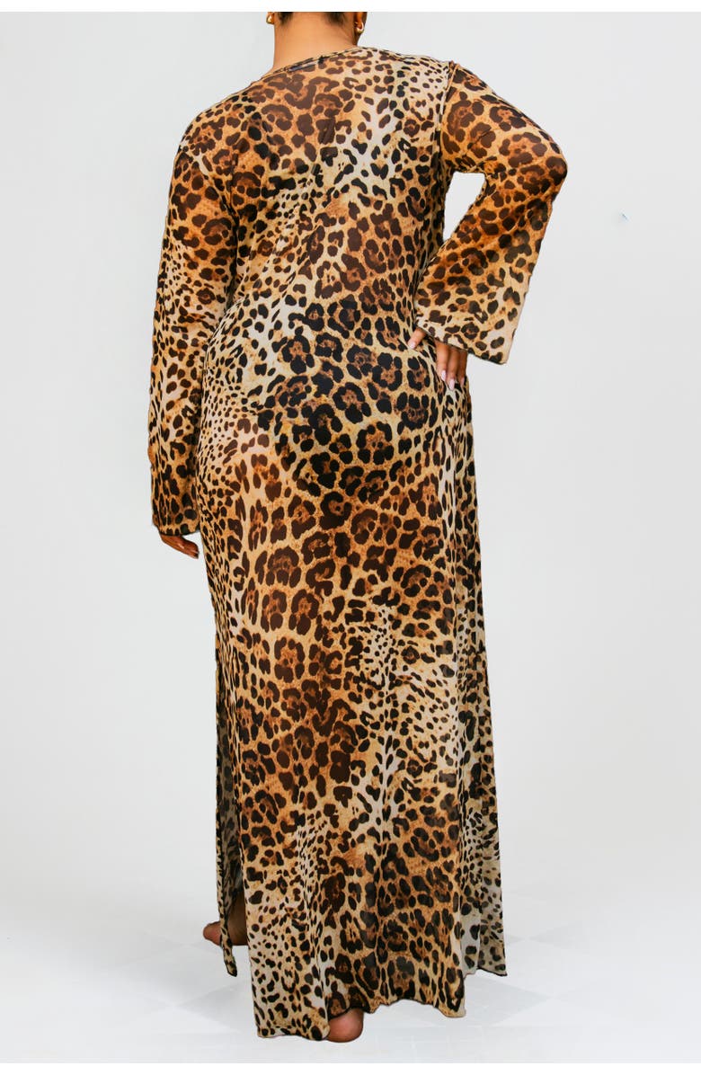 FASHION-SZN CURVE Curve Leopard Print Ring Detail Kaftan, Alternate, color, 