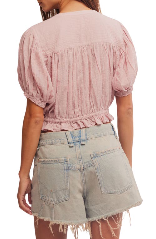 Free People Little Cloud Button-up Crop Top In Pale Mauve