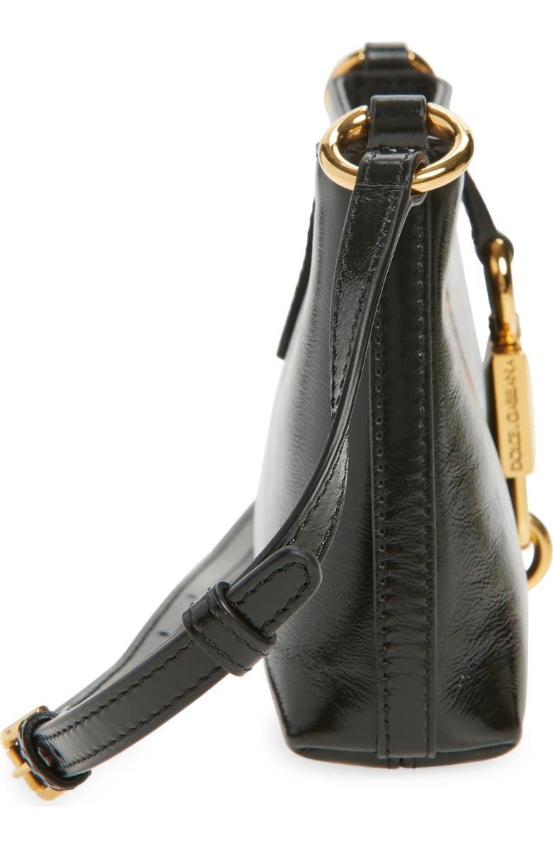 Dolce&Gabbana Sicilian Street Lock Leather Shoulder Bag, Alternate, color, 80999 Nero