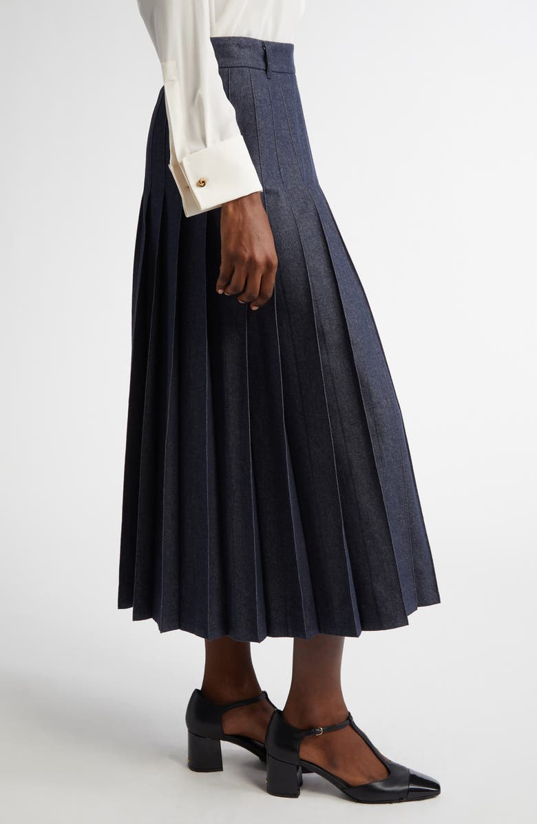 Max Mara Vale Pleated Denim Skirt, Alternate, color, 