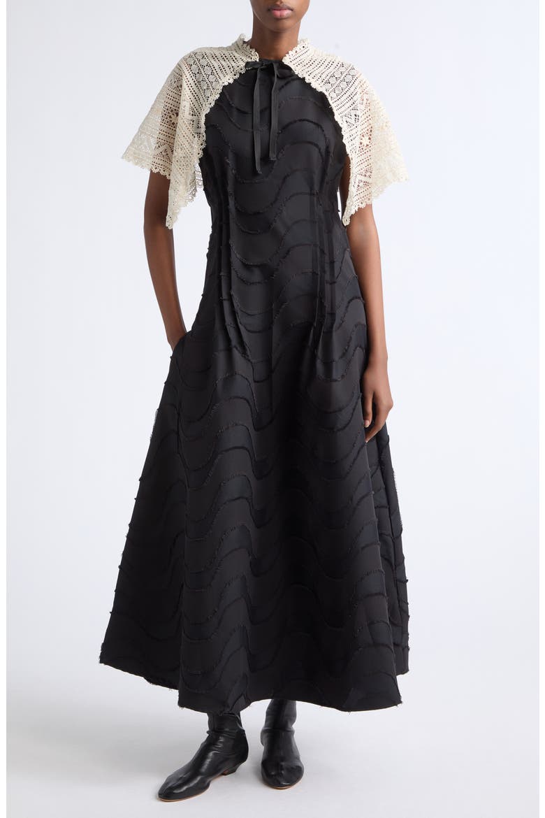 Removable Lace Collar Sleeveless Maxi Dress, Main, color, BLACK