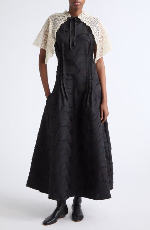 Removable Lace Collar Sleeveless Maxi Dress