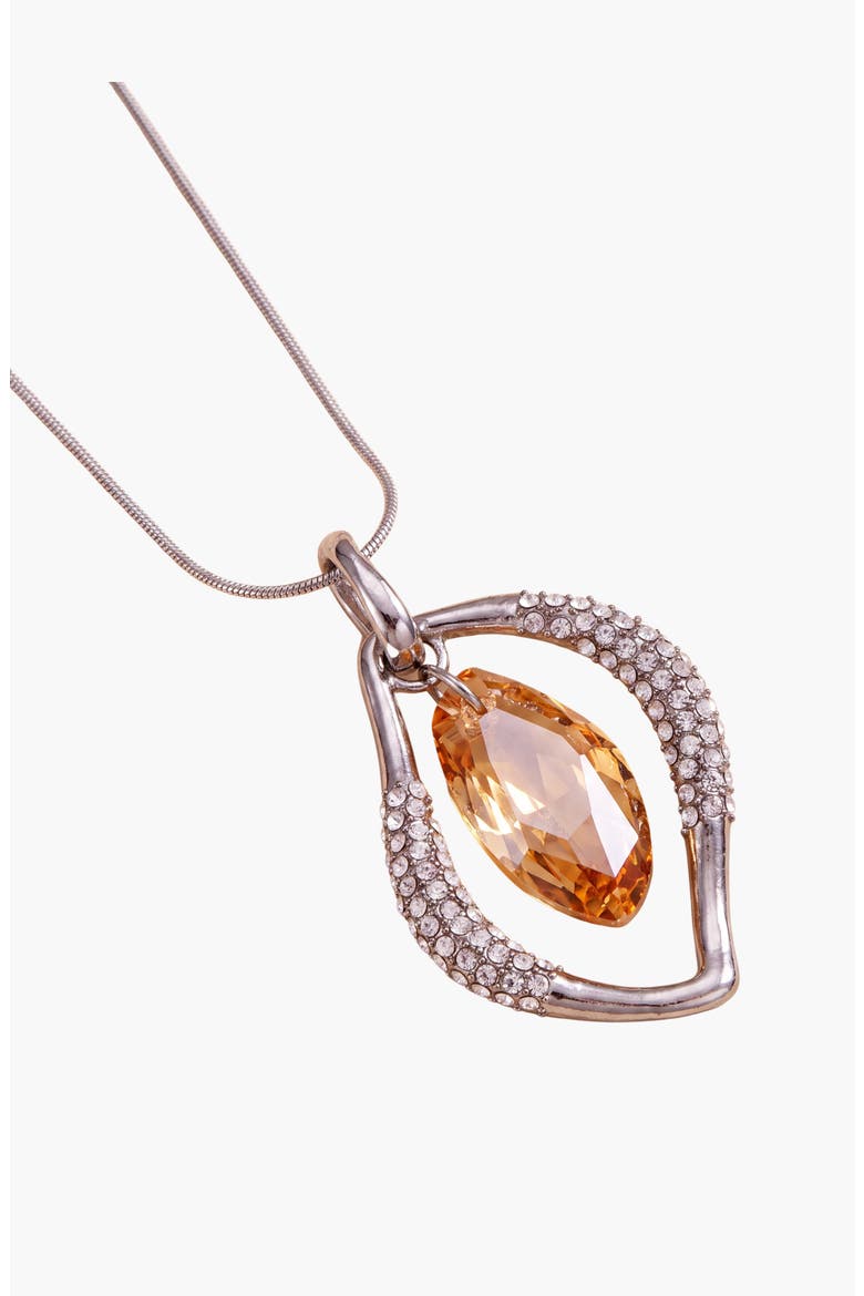 Crystal Open Frame Pendant Necklace, Alternate, color, Silver