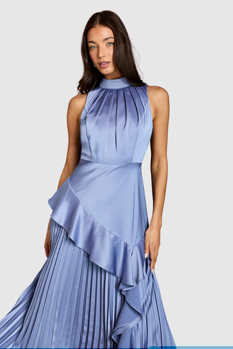 Satin Crepe Dress, Alternate, color, Blue