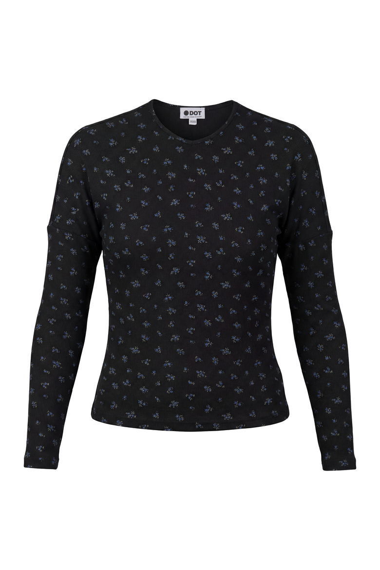 Floral V Neck Pinch Front Dolman Top, Main, color, Black