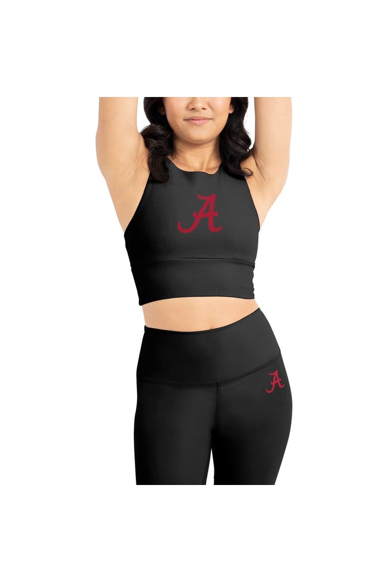 Women's Kadi Brand Black Alabama Crimson Tide Buttery Soft Midi Bra & Leggings Set, Main, color, Black