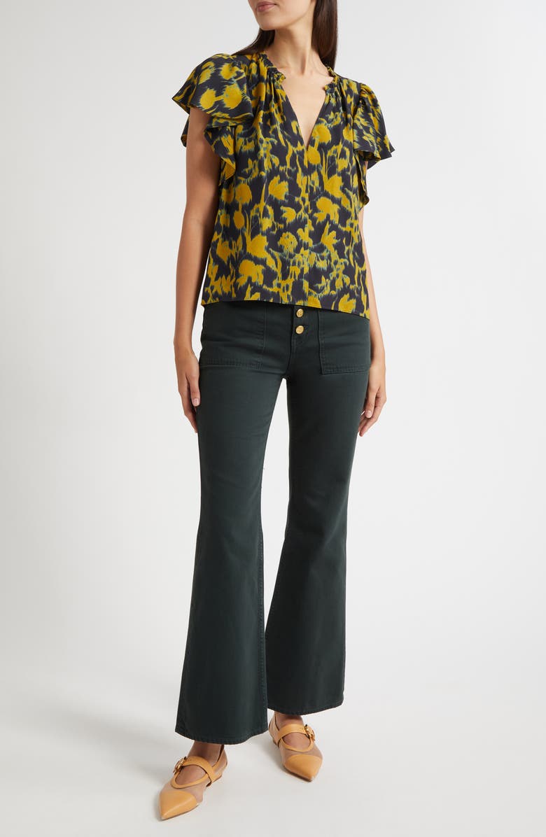 Ulla Johnson Lilo Flutter Sleeve Top, Alternate, color, Verdite