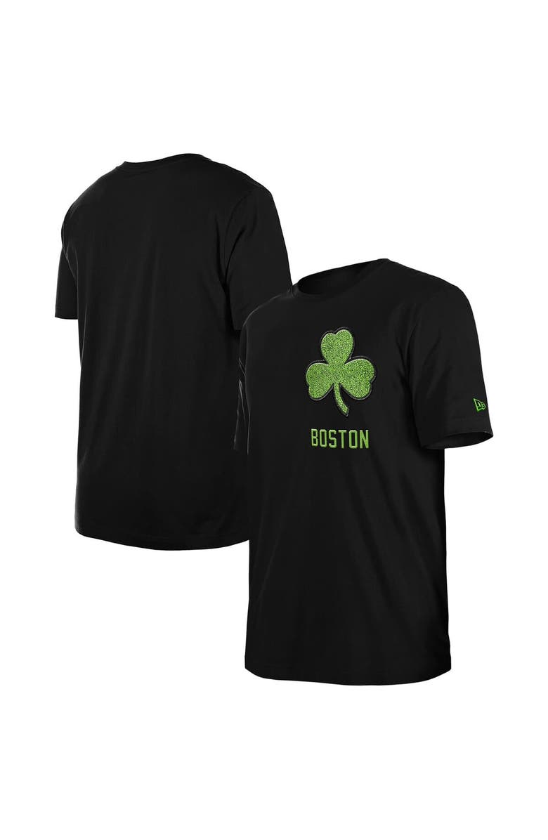 New Era Men's New Era  Black Boston Celtics 2024/25 City Edition Chenille Heavyweight T-Shirt, Alternate, color, 