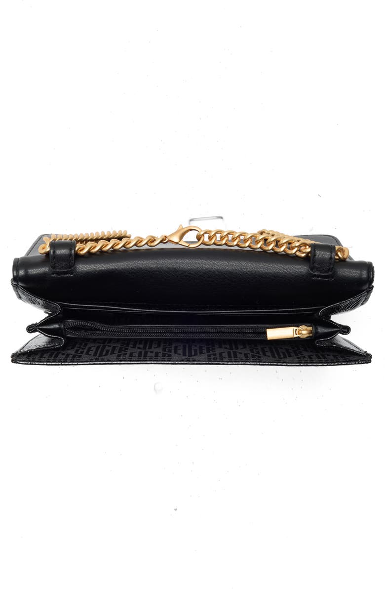 Kurt Geiger London Kensington Croc Embossed Leather Wallet On A Chain, Alternate, color, Black