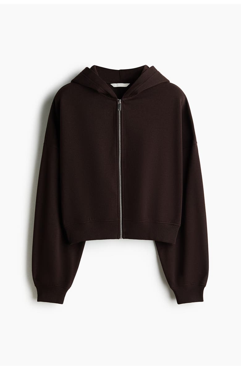 H&M Short Zip-through Hoodie, Alternate, color, Dark Brown