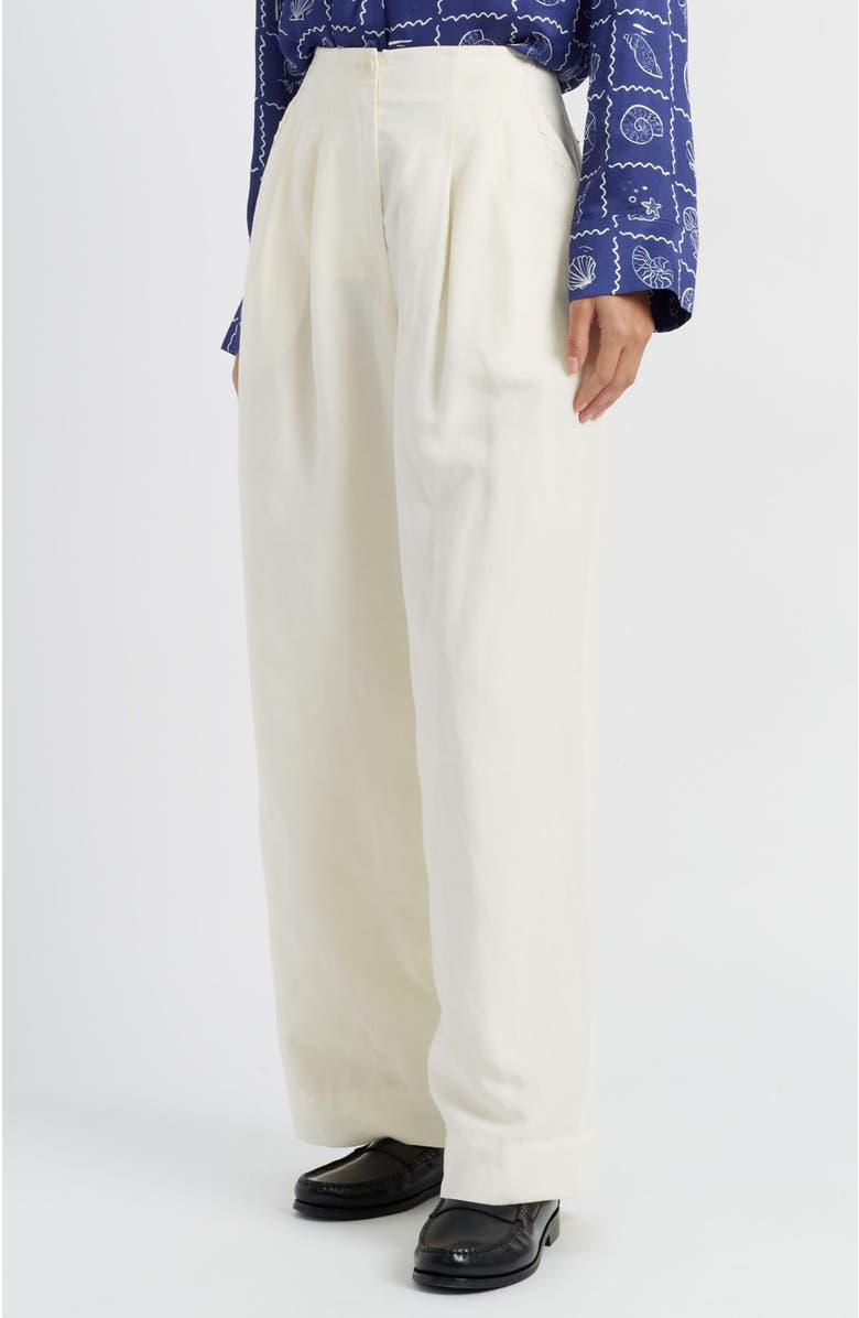 Chinti & Parker Linen Blend Wide Leg Trousers, Main, color, Cream