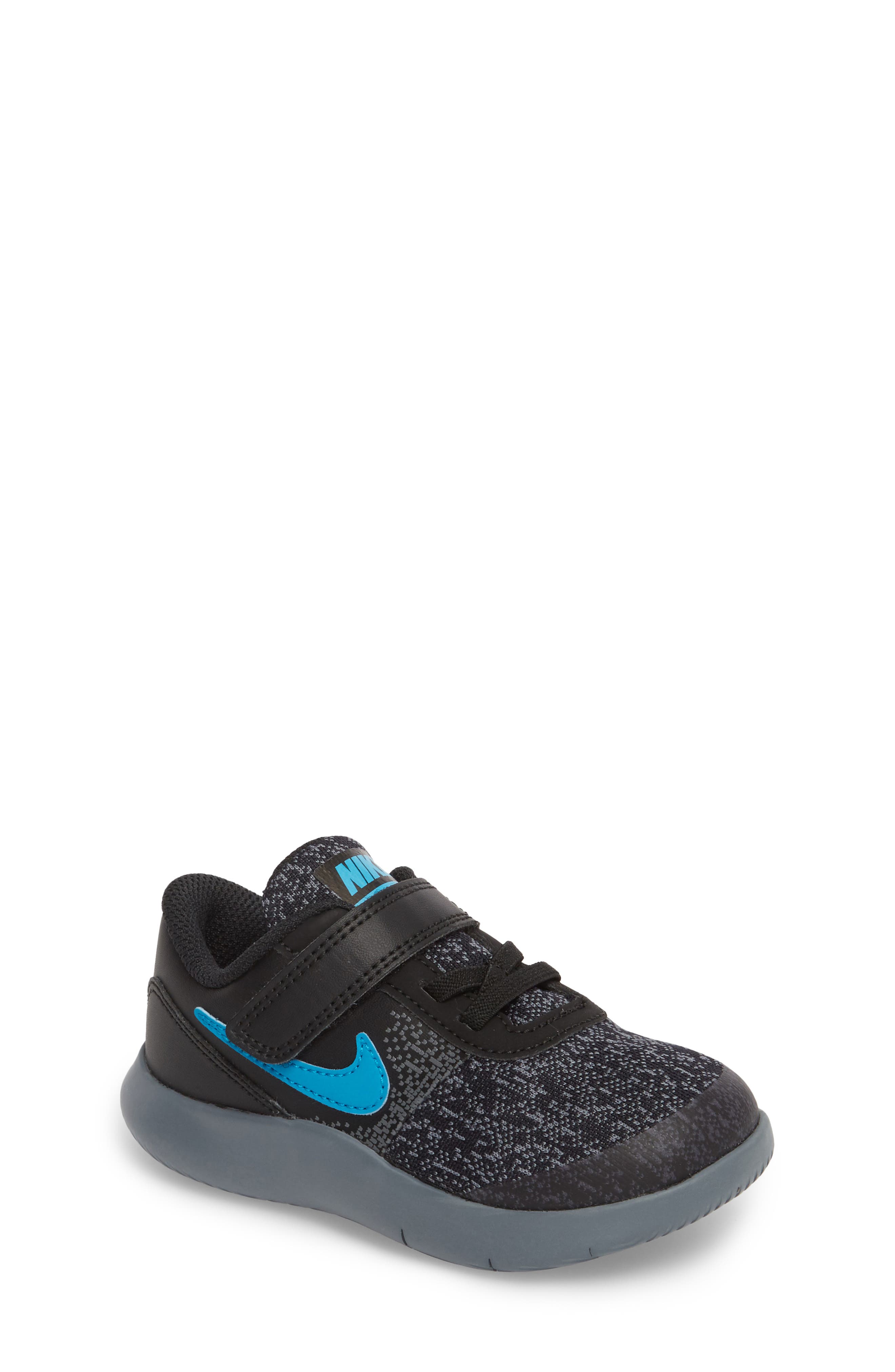 Flex Contact Running Shoe, Main, color, BLACK/ TURQUOISE/ GREY