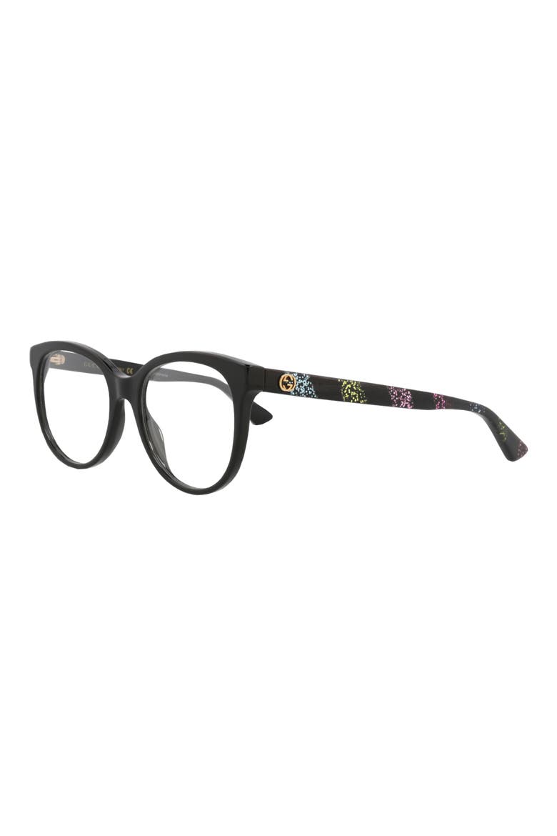 53mm Round Optical Glasses, Alternate, color, BLACK MULTICOLOR TRANSPARENT