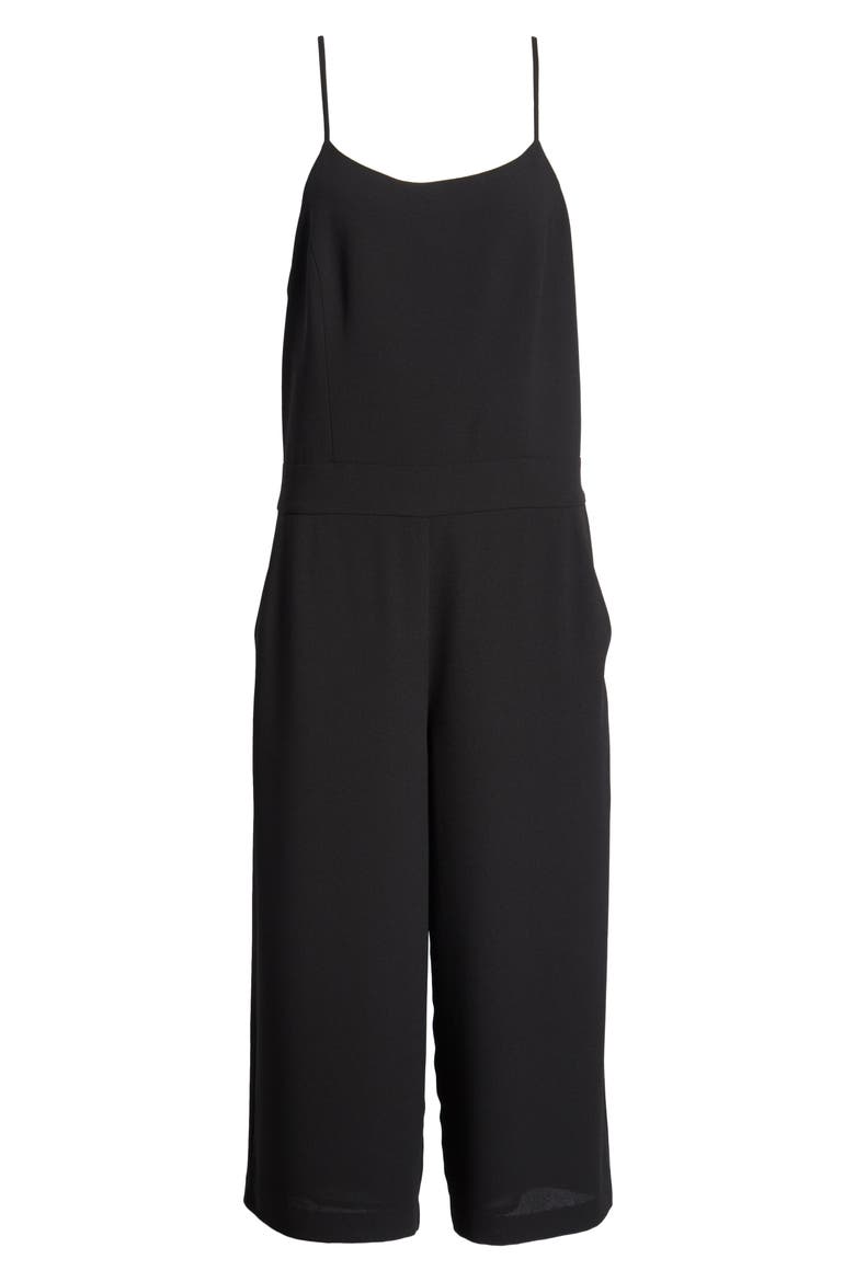Spaghetti Strap Culotte Jumpsuit, Alternate, color, RICH BLACK