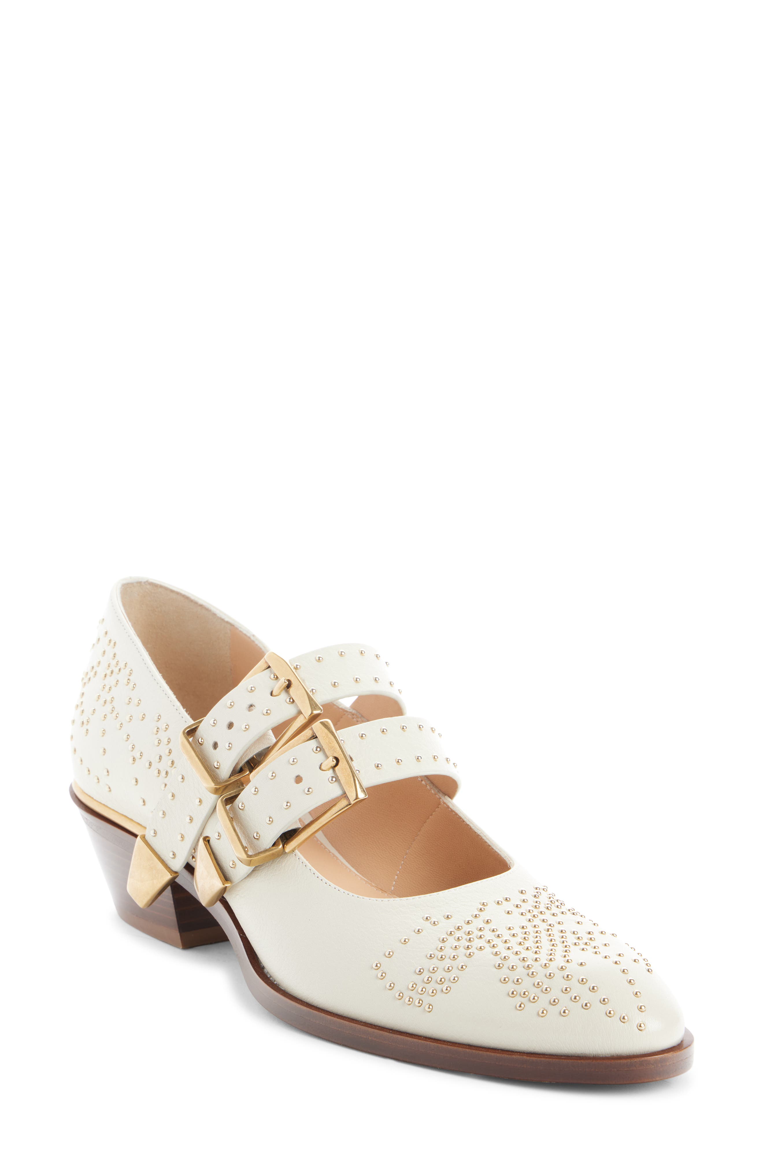 Chloé Susan Stud Mary Jane Pump, Main, color, Eggshell