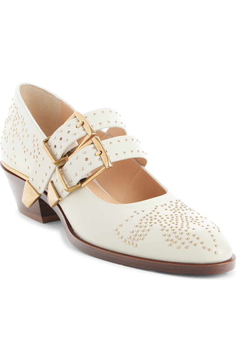Chloé Susan Stud Mary Jane Pump, Main, color, Eggshell