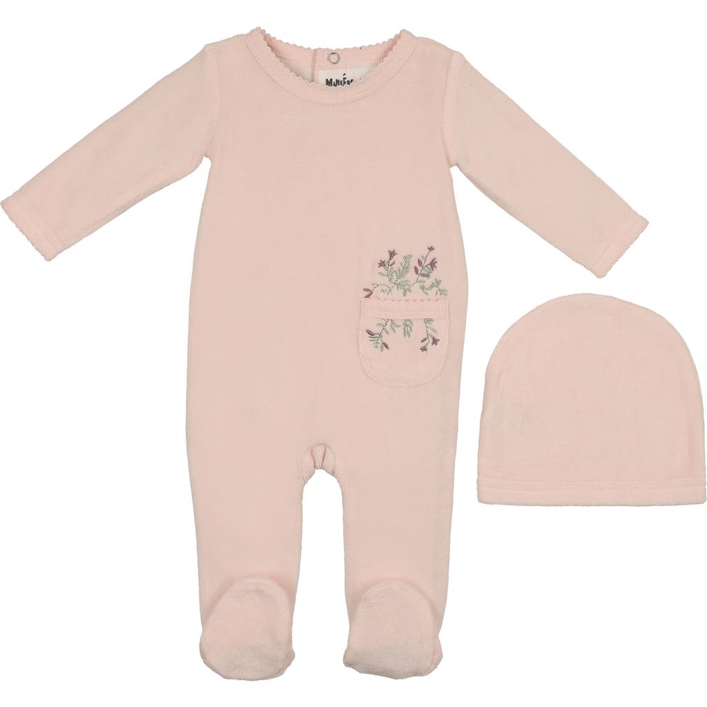Maniere Manière Velour Pocket Cotton Blend Footie & Beanie Set In Multi