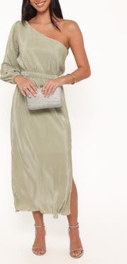 Petal & Pup Pontee Plissé One-Shoulder Midi Dress