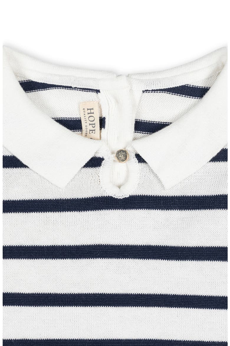 Baby Girls' Organic French Collared Keyhole Sweater, Infant, Alternate, color, Navy Breton Stripe with Collar