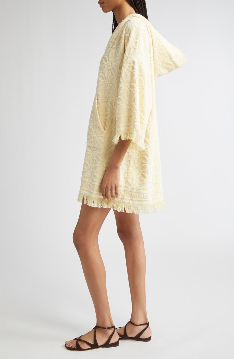 Zimmermann Coco Jacquard Terry Cloth Hooded Dress, Alternate, color, Yellow/ Cream
