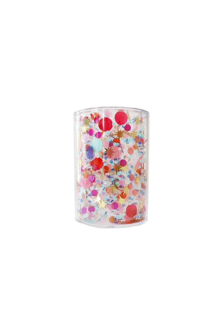 Celebrate Every Day Confetti Pen Cup Organizer - Double Wall Clear Acrylic Desk Organizer with Trapped Multicolor Confetti for Home and Office, Alternate, color, Multicolor