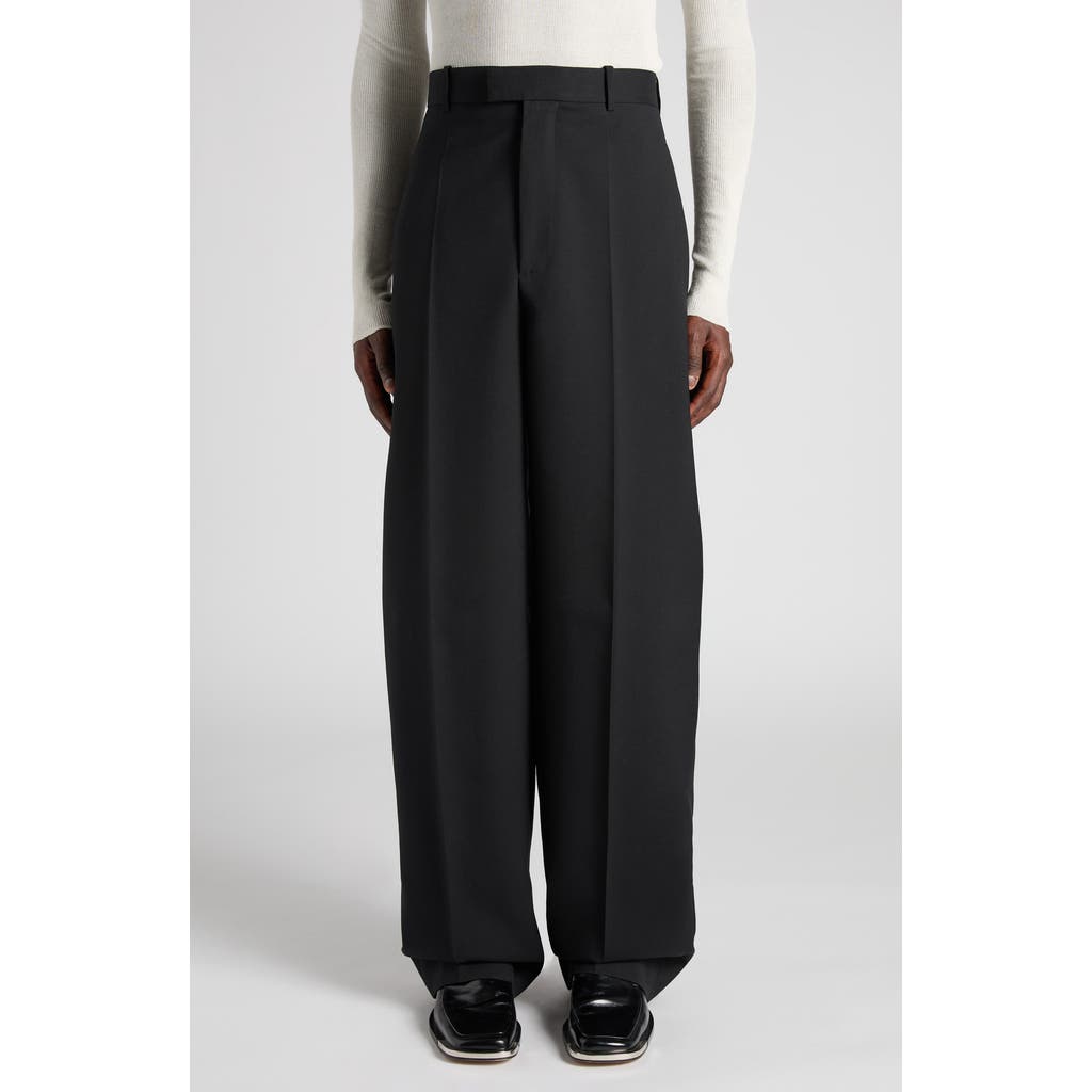 Bottega Veneta Wide Leg Cotton Trousers With Belt Loops In Blue
