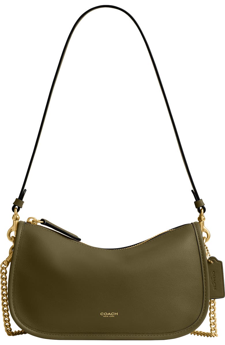 COACH Waverly Natural Grain Leather Shoulder Bag, Main, color, B4/Olive