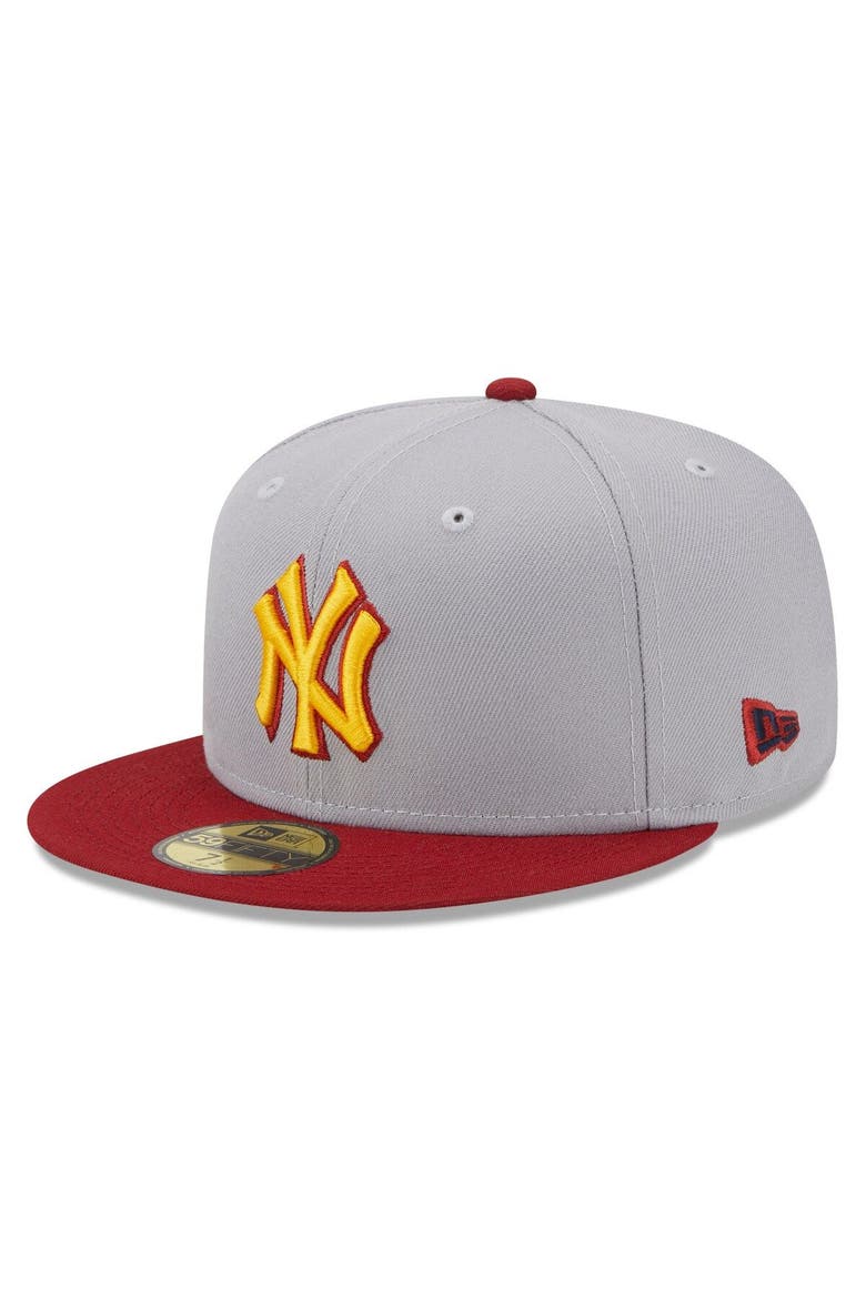 Men's New Era Gray/Red New York Yankees World Series Champions Navy Undervisor 59FIFTY Fitted Hat, Alternate, color, Gray
