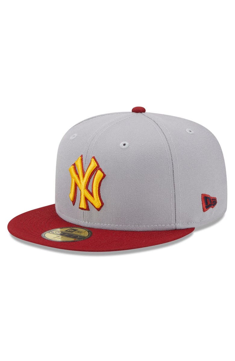 New Era Men's New Era Gray/Red New York Yankees World Series Champions Navy Undervisor 59FIFTY Fitted Hat, Alternate, color, Gray