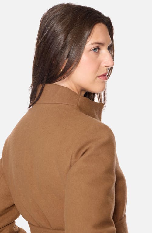Norwegian Wool Stand Collar City Virgin Wool Blend 756 Fill Power Down Waterproof Coat In Brown
