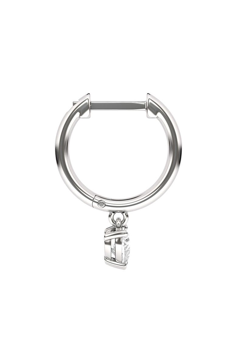 HauteCarat Lab Created Diamond Drop Huggie Hoop Earrings, Alternate, color, 18K White Gold