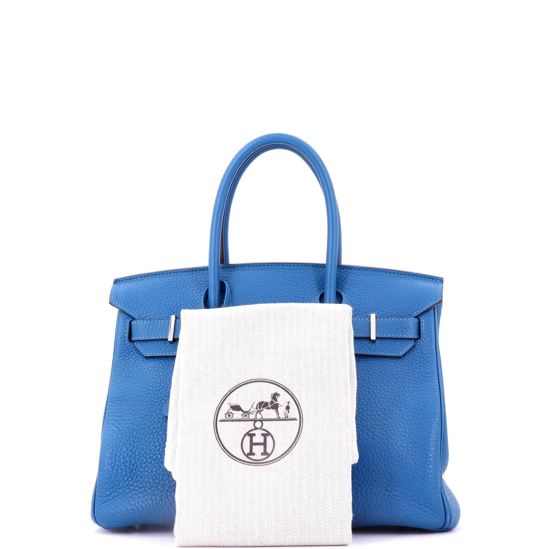 Pre-Owned Hermes Birkin Handbag Blue Clemence with Palladium Hardware 30, Alternate, color, 