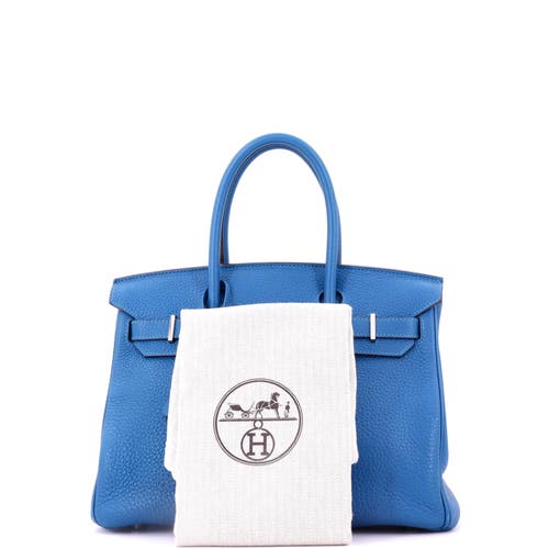 Pre-owned Hermes  Hermes Birkin Handbag Blue Clemence With Palladium Hardware 30 In Blue