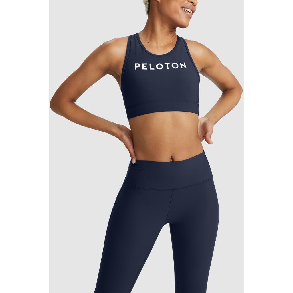 Peloton Cadent High Neck Racerback Bra In Deep Navy