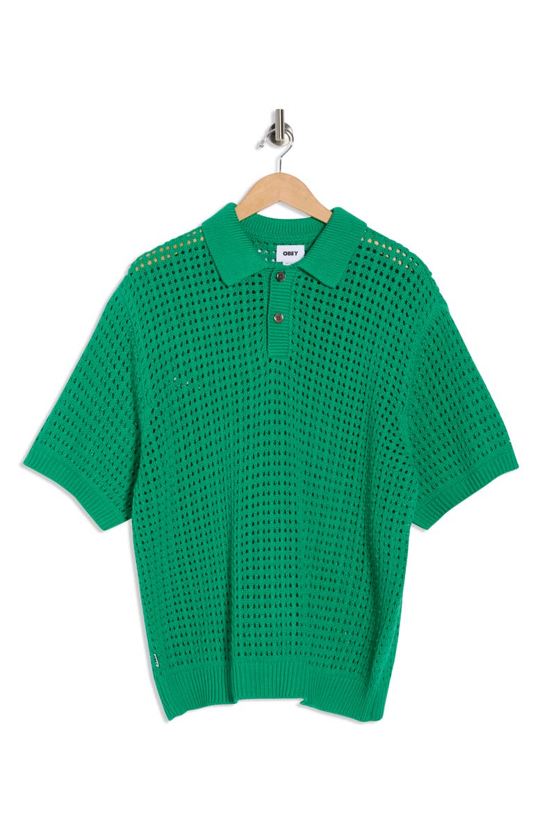 Obey Kody Open Stitch Polo, Alternate, color, Green