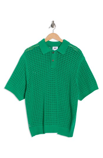 Obey Kody Open Stitch Polo In Green