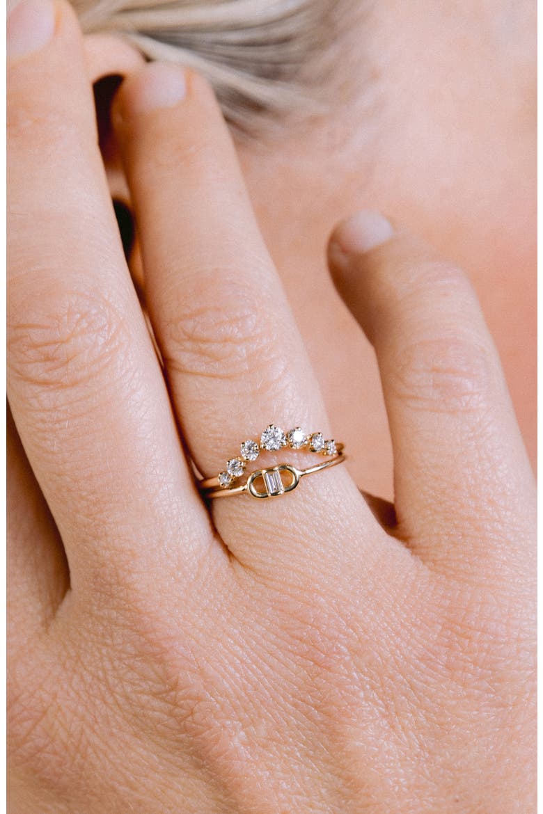 Diamond Oval Link Ring, Alternate, color, YELLOW GOLD