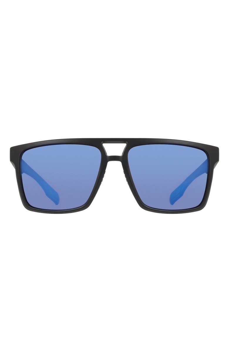 DRAGON 57mm Navigator Sunglasses, Main, color, Matte Black/ Blue Mirror
