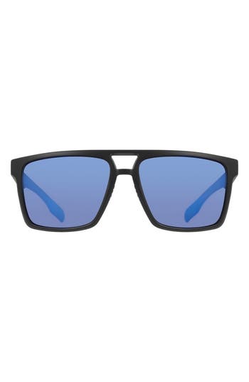 Dragon 57mm Navigator Sunglasses In Matte Black/blue Mirror