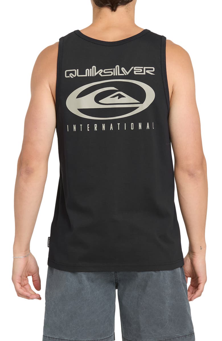 Quiksilver International Logo Cotton Tank, Alternate, color, Black