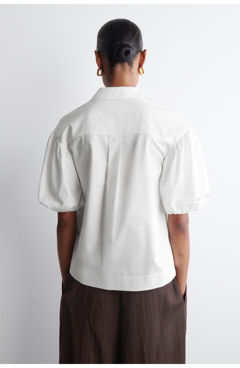 COS Puff-Sleeve Cotton Shirt, Alternate, color, White